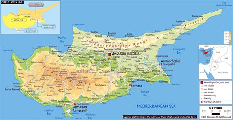 Large physical map of Cyprus with roads, cities and airports | Cyprus | Asia | Mapsland | Maps ...