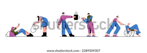 Set Colored Cartoon Characters Volunteering Organizations Stock Vector ...