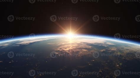 Sunrise over earth as seen from space. 23800495 Stock Photo at Vecteezy