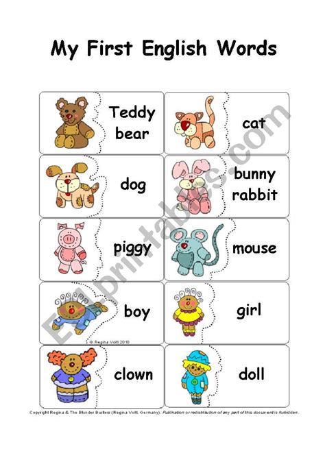 My First English Words - Matching or Memory Game / Concentration Training - ESL worksheet by ...