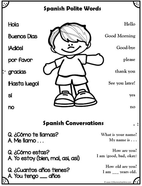 Spanish for Beginners - FREE Greetings Worksheets