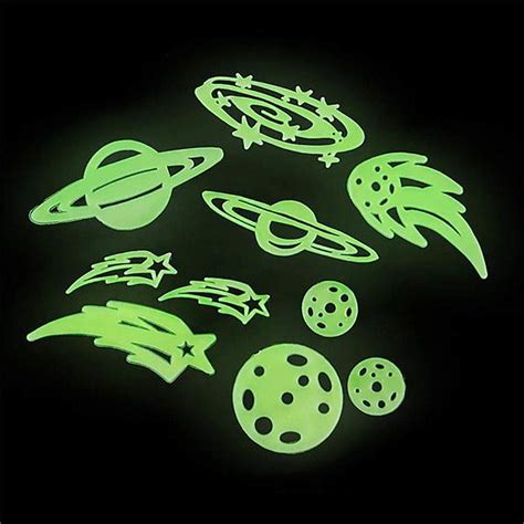 Glow in the Dark Planet Stickers- 12 pieces of Adhesive Solar System Planetarium Stargazing ...