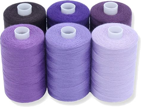 SEWING AID All Purpose Polyester Sewing Threads in 6 Assorted Purple Colors, 1000 Yards Each ...