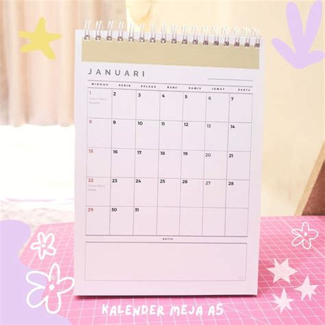 Jual Kalender Planner / Kalender Meja (Libur Nasional) A5 - Line Pastel ...