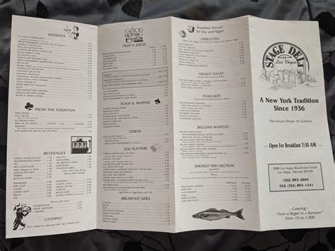 Stage Deli menu (most likely 90s?) : r/vegas