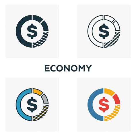 Premium Vector | Economy icon set Four elements in diferent styles from ...