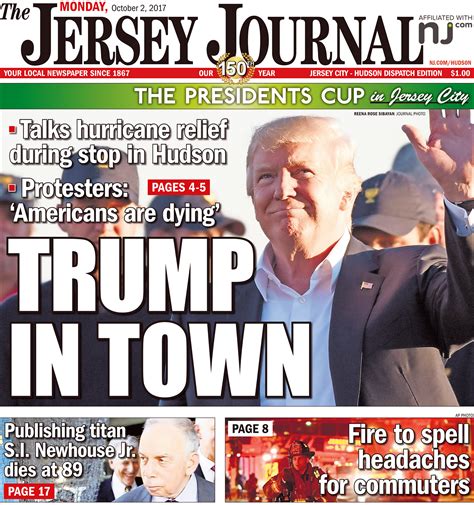 Jersey Journal front and back page news: Monday, Oct. 2, 2017 | NJ.com