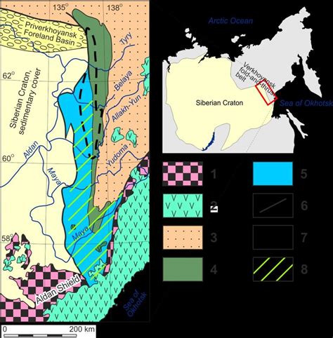 Tectonic map of the South Verkhoyansk and neighboring regions [1], [2 ...