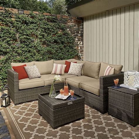 Grand Resort Monterey 5pc Sectional Set - Neutral - Outdoor Living - Patio Furniture - Benches ...