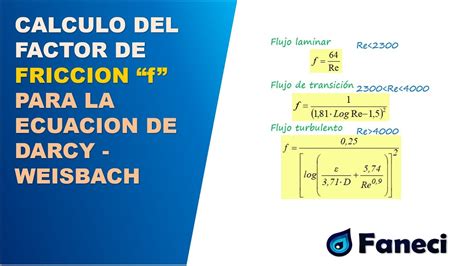 CALCULO DEL COEFICIENTE DE FRICCION "f" PARA LA ECUACION DE DARCY - WEISBACH📚 - YouTube