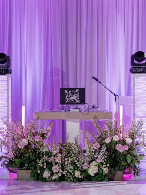 Bero White & Blush Summer Wedding DJ Booth Flowers in 2023 | Booth wedding, Wedding dj booth ...