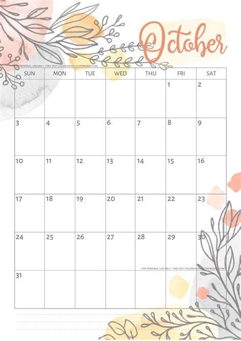 OCtober-2021-calendar-pretty-printable-template - Cute Freebies For You