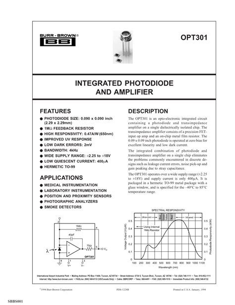 Integrated Photodiode and Amplifier Datasheet - DocsLib