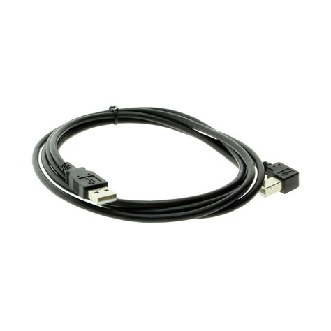 10ft. USB 2.0 A to B Left Angle Cable Black Hi-Speed 28/24AWG