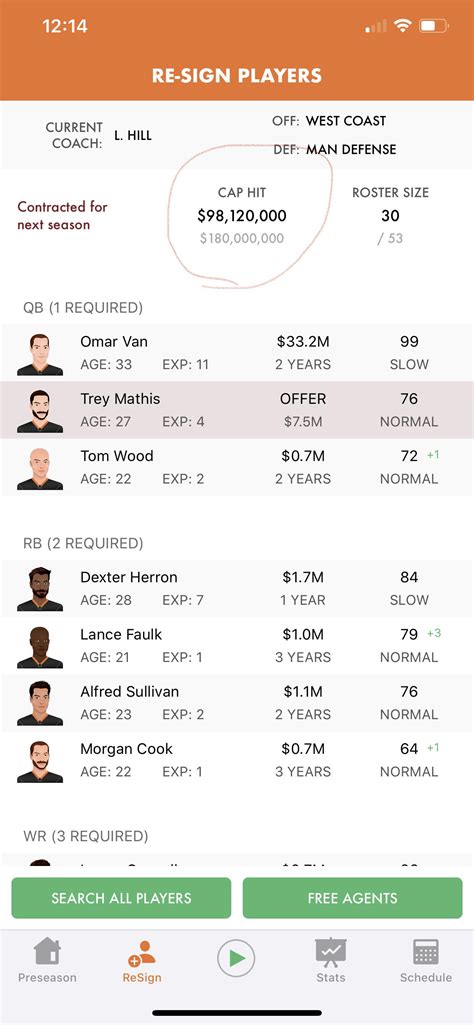 Salary cap idea. It would be nice if you could click on the Cap area ...