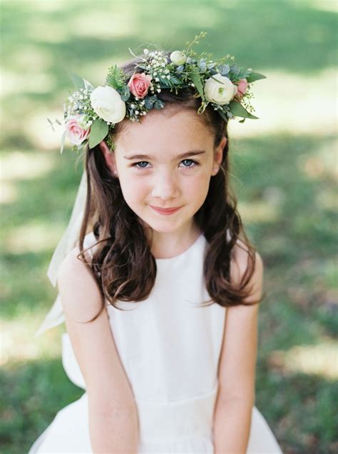 Ranunculus and Rose Flower Girl Crown