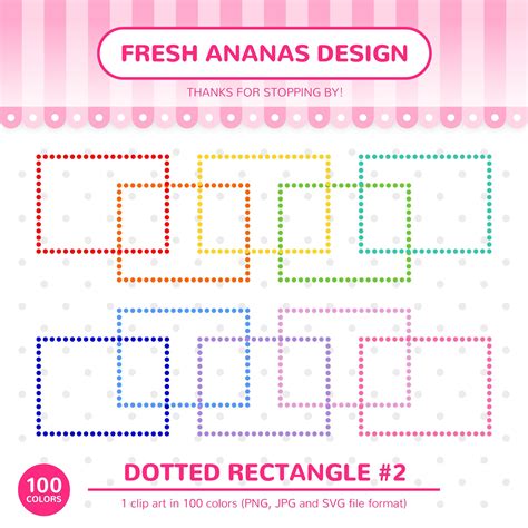 100 Colors Clip Art: Dotted Rectangle 2 Digital Frame | Etsy