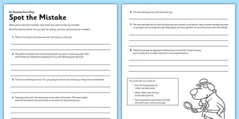 Spot the Mistake Punctuation Worksheet — English Grammar