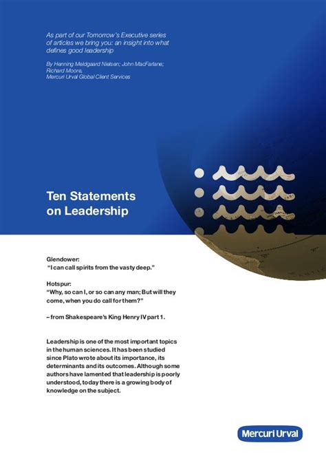 Ten statements on leadership