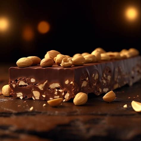 Premium Photo | Chocolate bar with nuts on a dark background Selective focus