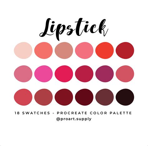 LIPSTICK PROCREATE Color Palette - Pink, Red, Orange, Brown, Purple for iPad - Digital ...