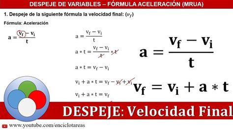 DESPEJE DE VARIABLES - FÓRMULA DE ACELERACIÓN (Recopilación) - YouTube ...