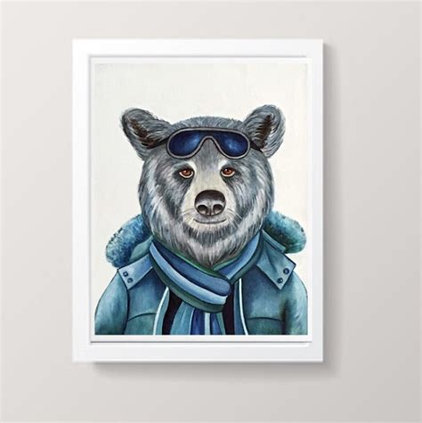 ArtsyPrintsPlus: Blue Bear Art Print, Bear Oil Painting by k Madison ...