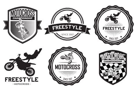 set of motocross badge logo vector