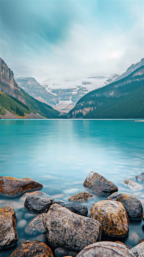 Lake Louise Wallpaper (Majestic mountains, Lush forest) #570