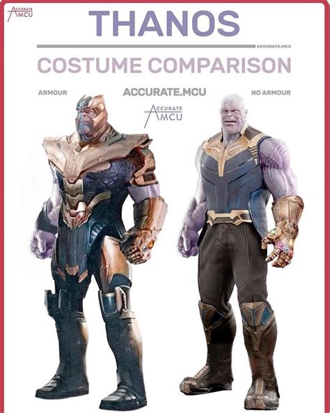 Costume Comparison of Thanos in Infinity War (2018). Armor vs No Armor ...