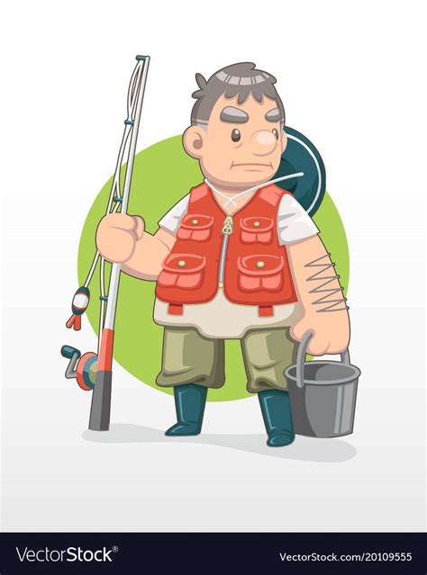 Cute cartoon old fisherman illustration with circle background. Download a Free Preview or High ...