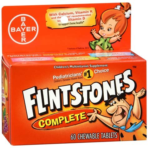 Flintstones Complete Children’s Multivitamin Supplement Chewable Tablets Assorted Flavors – 60 ...