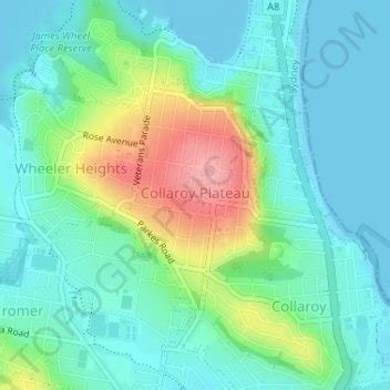 Collaroy Plateau topographic map, elevation, terrain