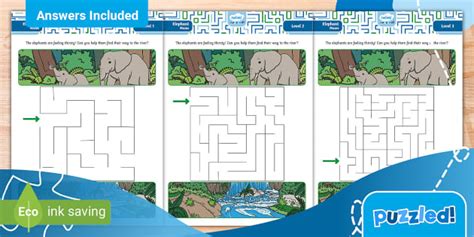 elephant maze - Twinkl Puzzled - kids (teacher made)