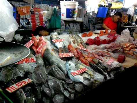 Meat And Fish Vendor In A Wet Market In Cubao , Quezon City, Philippines Editorial Stock Photo ...