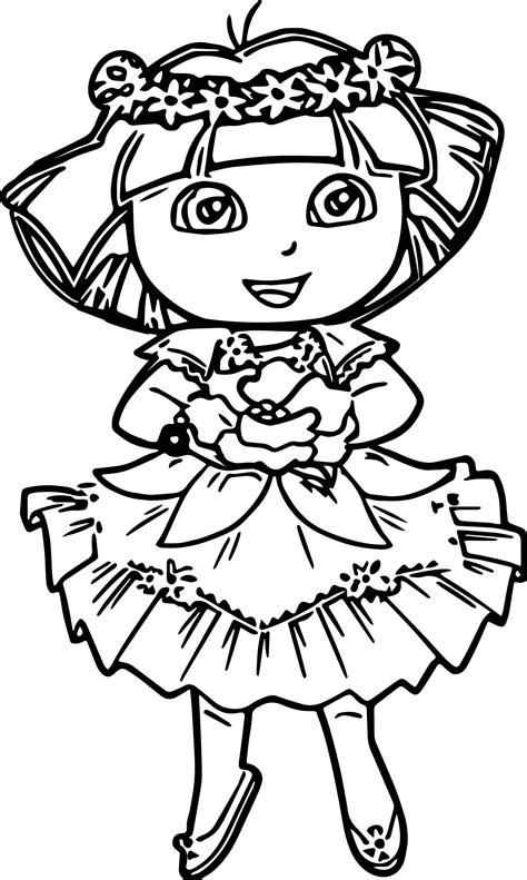 Dora In Enchanted Forest Dress Coloring Pages - Wecoloringpage.com | Coloring pages, Cartoon ...