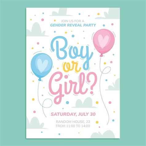 Free Vector | Cartoon gender reveal invitation template