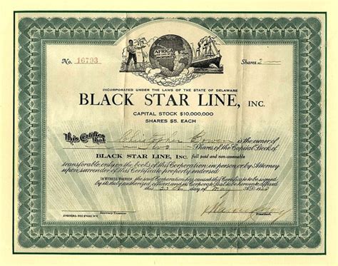 Marcus Garvey - Black Star Line Stock Certificate - The Mitchell Collection of African American ...