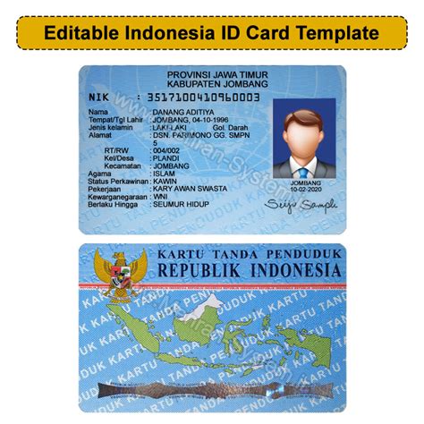 Editable Indonesia ID Card Template PSD - Mehran System