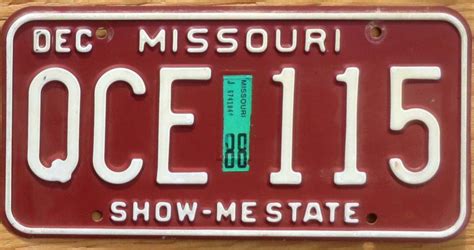 1988 Missouri vg+ | Automobile License Plate Store: Collectible License Plates for Less