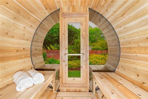 Dundalk Serenity Barrel Sauna 2-4 Persons w/ Panoramic Glass - Fitness ...