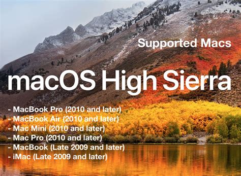 MacOS High Sierra Compatible Macs List