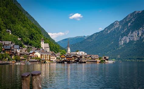 Download wallpapers Hallstatt Lake, Alps, summer, mountain landscape, Hallstatt, lake, mountains ...