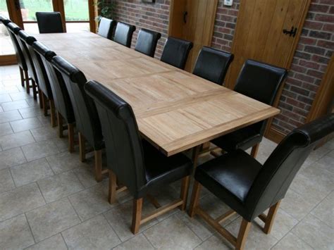 Natural Beech Oak Plywood Long Dining Table For 14 Person With Black ...