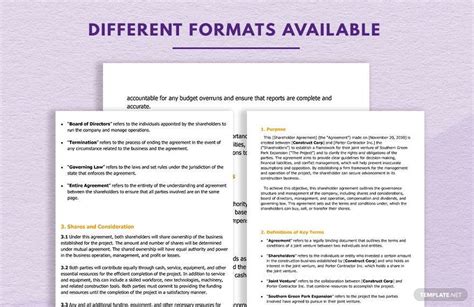 Share Holder Agreement in Word, PDF - Download | Template.net