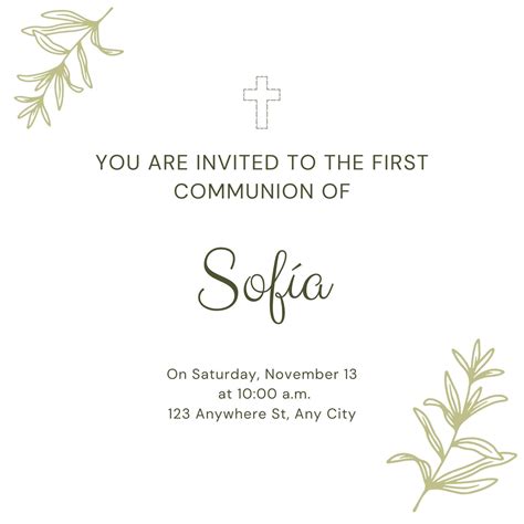 Free Printable First Holy Communion Invitations