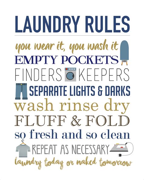 Laundry Rules Printable - free, easy and print ready