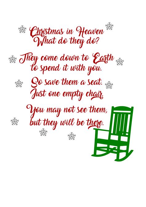 Printable Christmas In Heaven Poem - Printable Templates