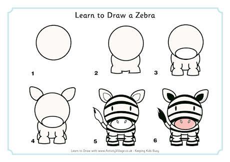 Learn to Draw a Zebra | Drawing for kids, Easy cartoon drawings, Learn to draw