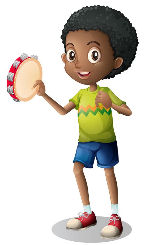 Little boy playing tambourine 559426 Vector Art at Vecteezy